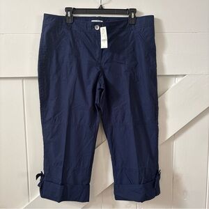 NWT New York & Company Navy Roll Up Pants Women Size 14 Casual